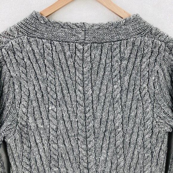 Nua Cable Knit Sweater Womens Small 100% Extra Fine Merino Wool Gray - Picture 9 of 10